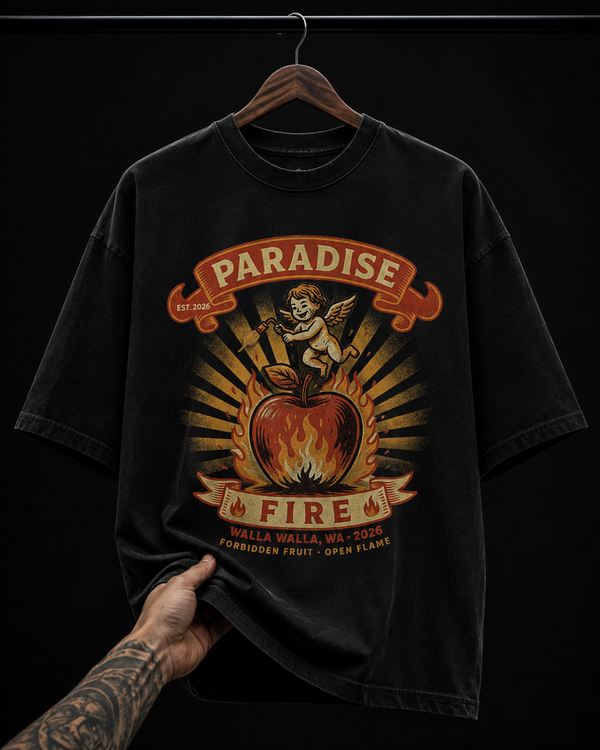 Paradise Fire Forbidden Fruit Graphic T-Shirt | Vintage Angel Retro Oversized Tee