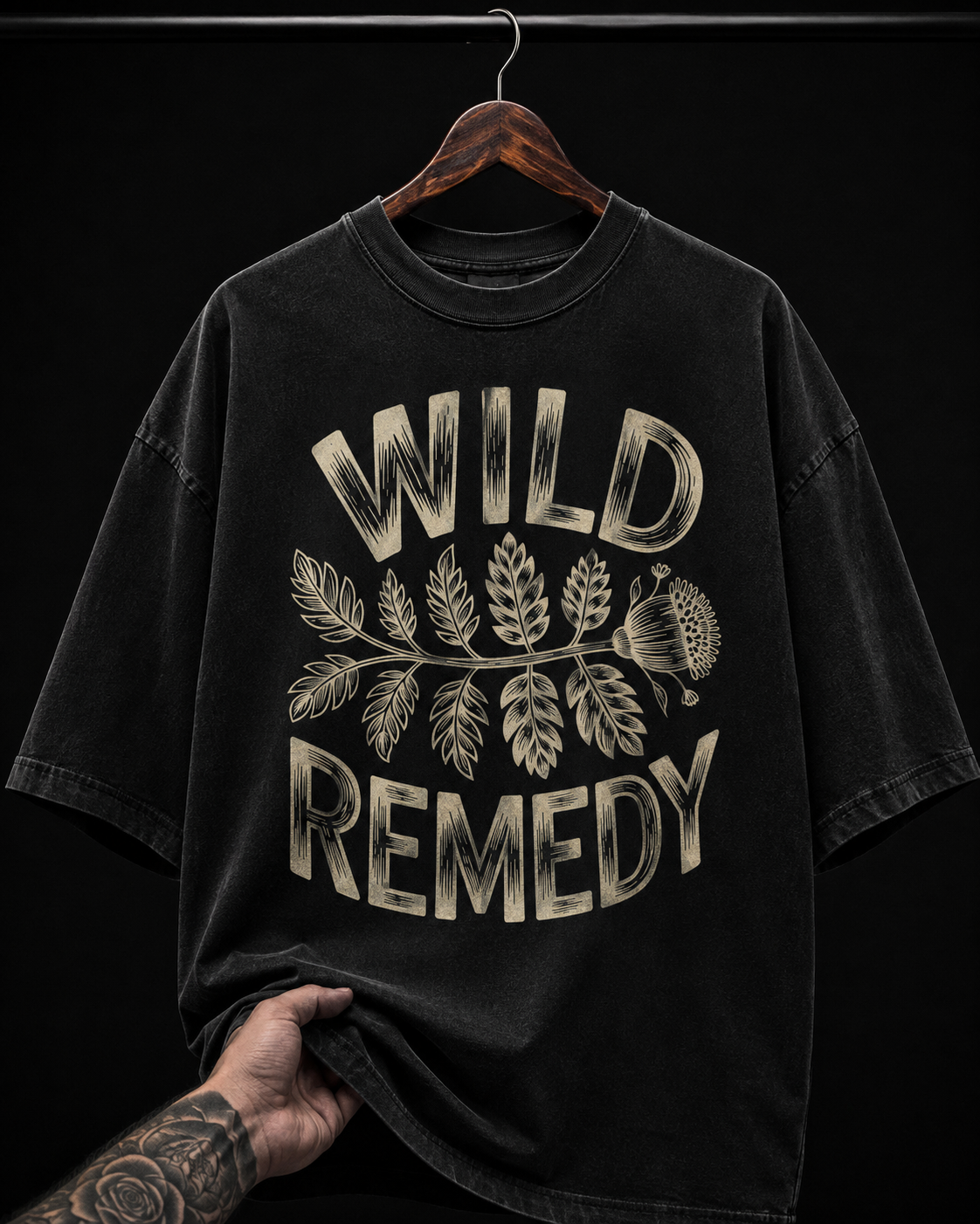 Wild Remedy Botanical Leaf Graphic T-Shirt | Indie Grunge Nature Oversized Tee