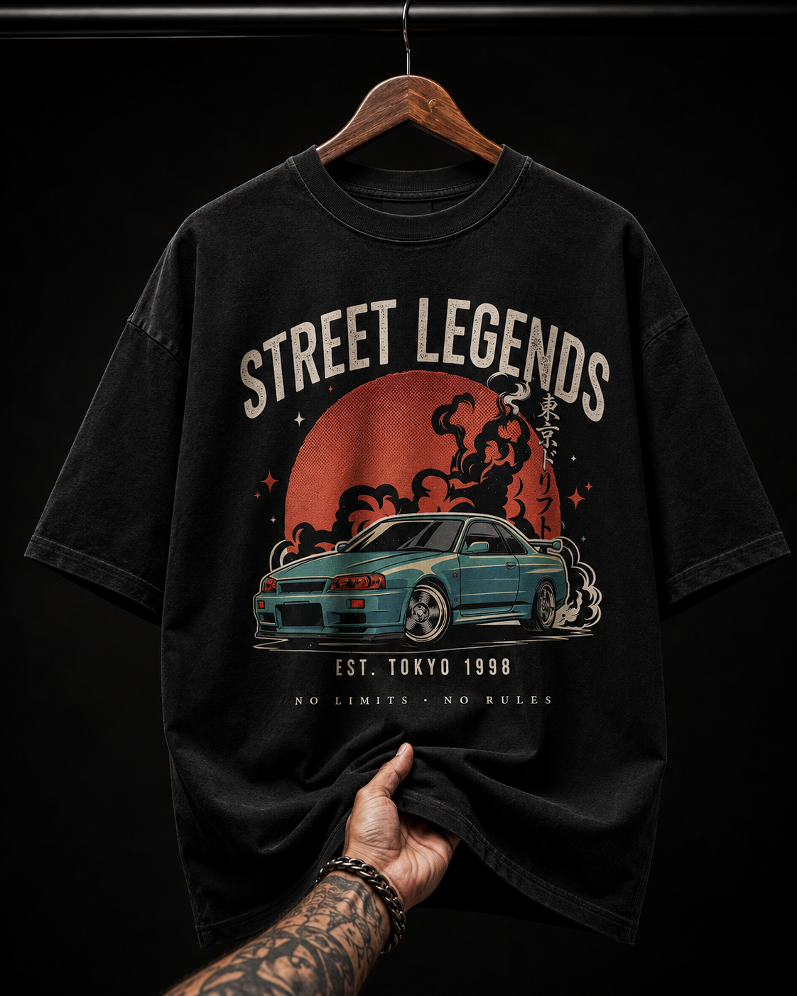 Street Legends Tokyo 1998 JDM Car Graphic T-Shirt | Retro Street Racing Oversized Tee