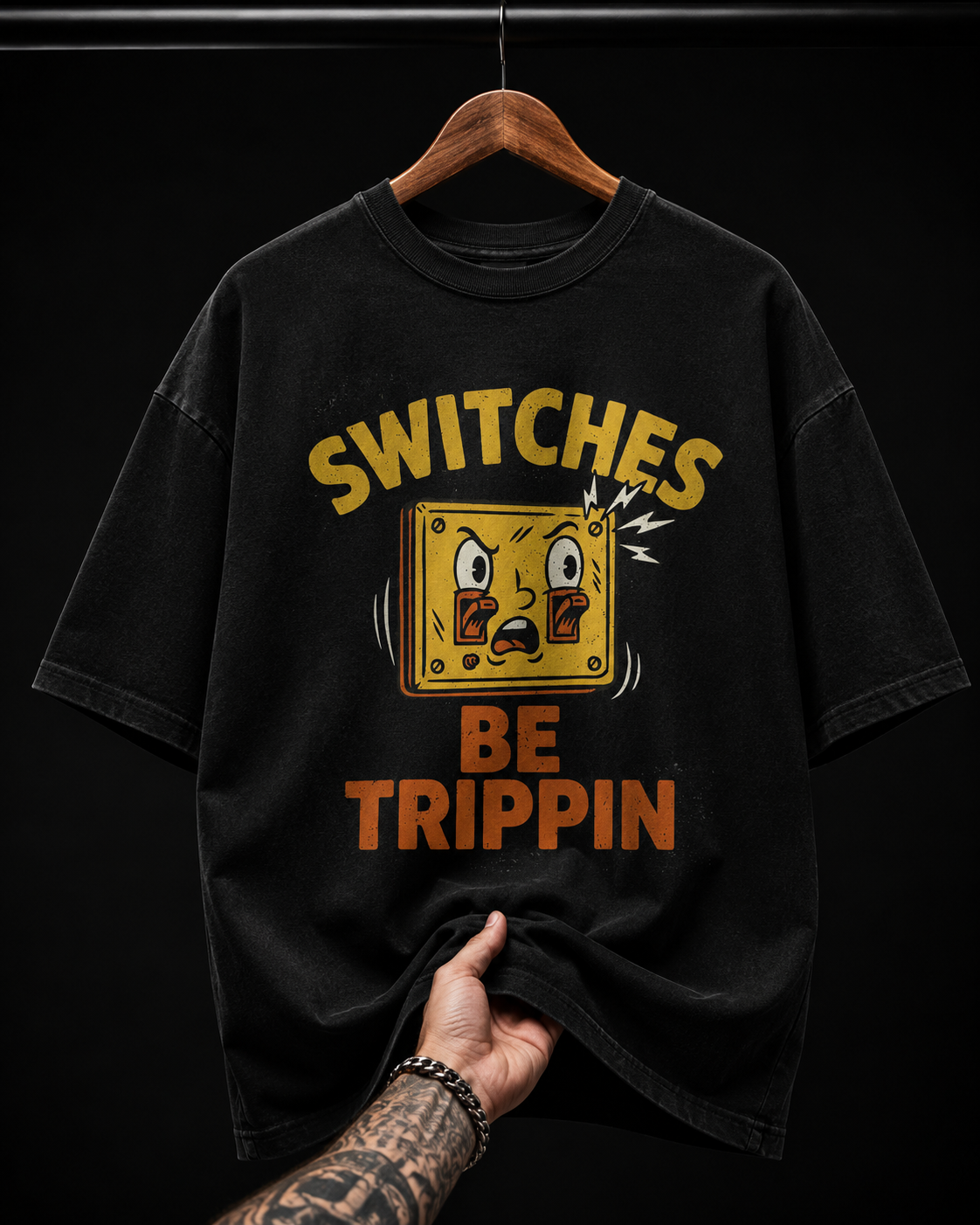 Switches Be Trippin Retro Cartoon Graphic T-Shirt | Funny Sarcastic Oversized Tee