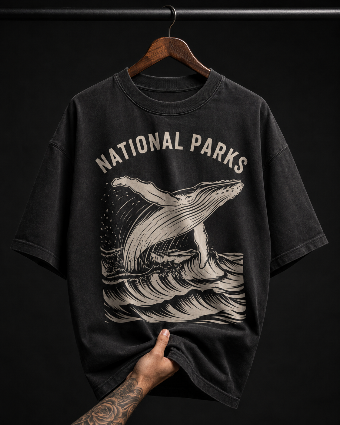 Vintage Whale National Parks Graphic T-Shirt | Retro Ocean & Nature Lover Oversized Tee