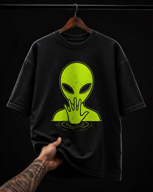 Glowing Alien Hand Ripple graphic T-shirt