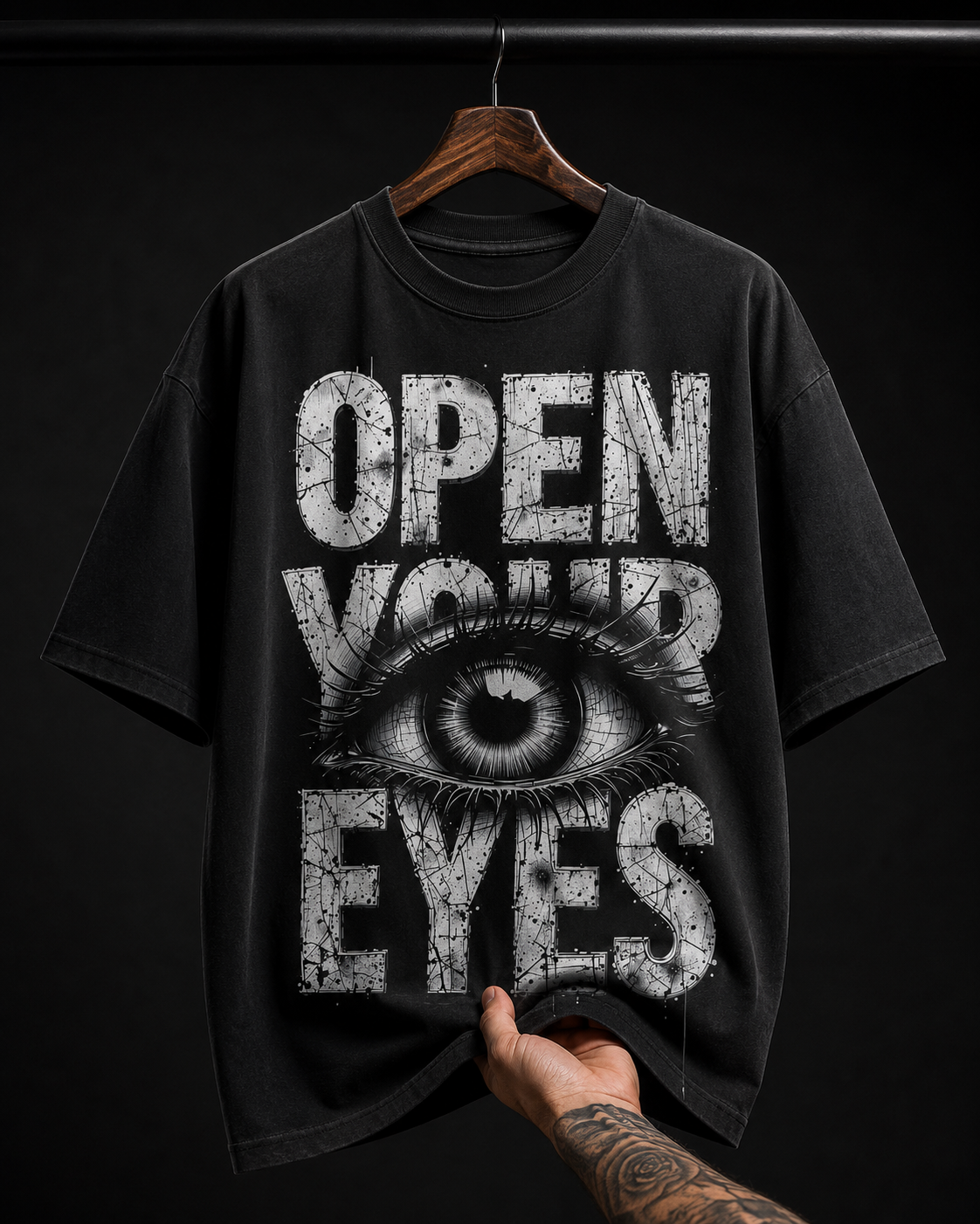 Open Your Eyes Realistic Eye Graphic T-Shirt | Dark Grunge Oversized Tee