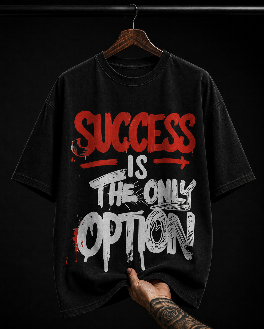 Success Is The Only Option Graphic T-Shirt | Motivational Streetwear Oversized Tee