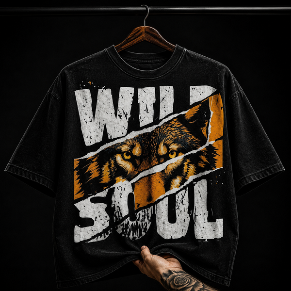 Wild Soul Wolf Tear Graphic T-Shirt | Grunge Streetwear Oversized Tee