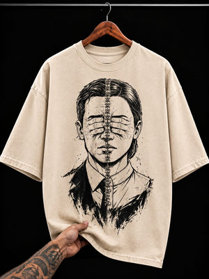 Surreal Anatomy Spine Portrait graphic T-shirt