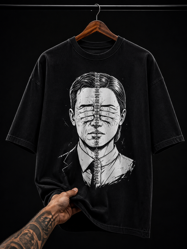 Surreal Anatomy Spine Portrait Graphic T-Shirt | Dark Alternative Oversized Tee