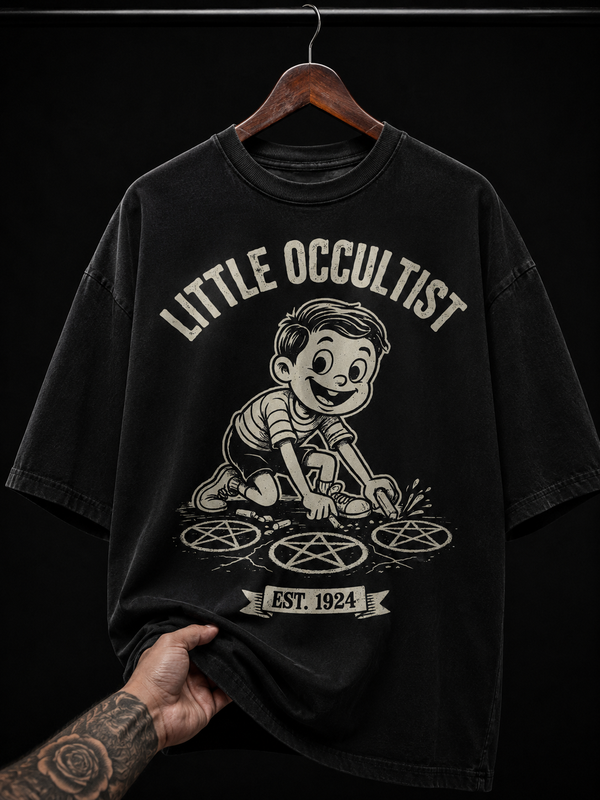 Little Occultist Vintage Cartoon Graphic T-Shirt | Dark Alternative Oversized Tee