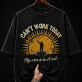 Can't Work Today My Arm Is In A Cast Fishing Graphic T-Shirt | Funny Pun Oversized Tee