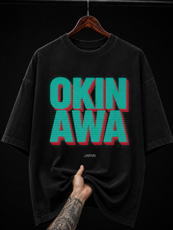 Okinawa Japan Retro Typography Graphic T-Shirt | Vaporwave Streetwear Oversized Tee