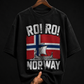 Ro! Ro! Norway Viking Ship Graphic T-Shirt | Retro Flag Streetwear Oversized Tee