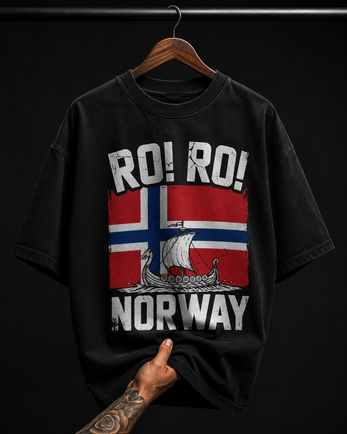 Ro! Ro! Norway Viking Ship Graphic T-Shirt | Retro Flag Streetwear Oversized Tee