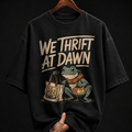 We Thrift At Dawn Frog Graphic T-Shirt | Cute Indie Aesthetic Retro Oversized Tee