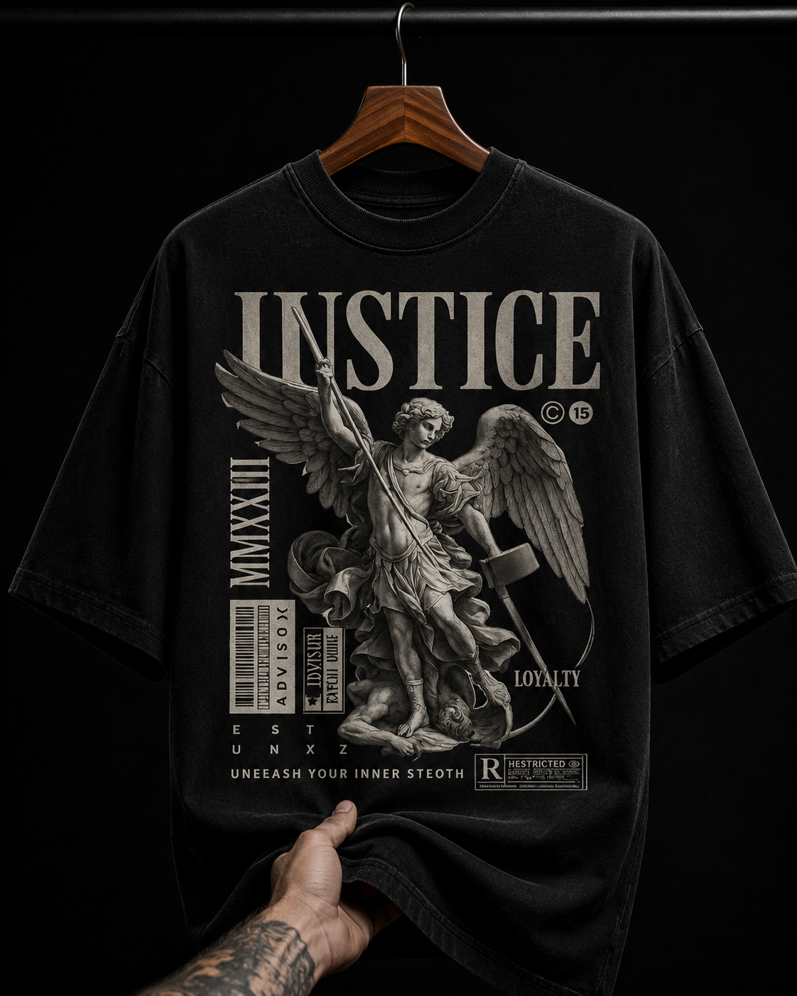 Instice Angel Statue Graphic T-Shirt | Classical Art Grunge Oversized Tee