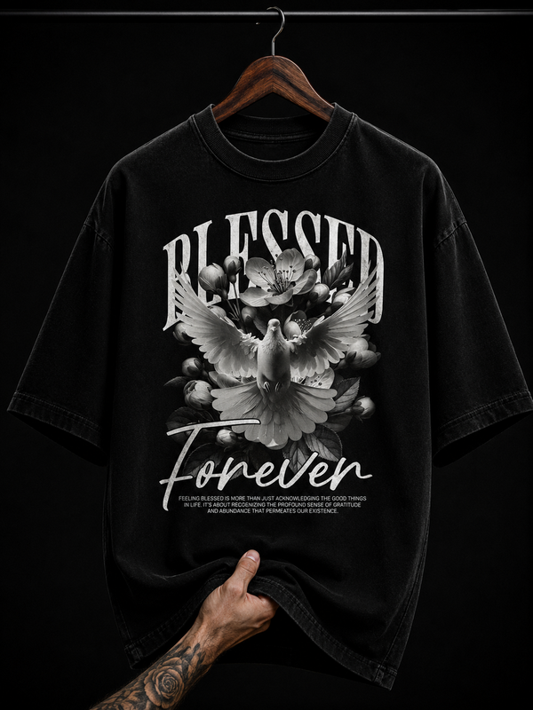 Blessed Forever Dove & Floral Graphic T-Shirt | Vintage Spiritual Oversized Tee