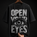 Open Your Eyes Realistic Eye Graphic T-Shirt | Dark Grunge Oversized Tee