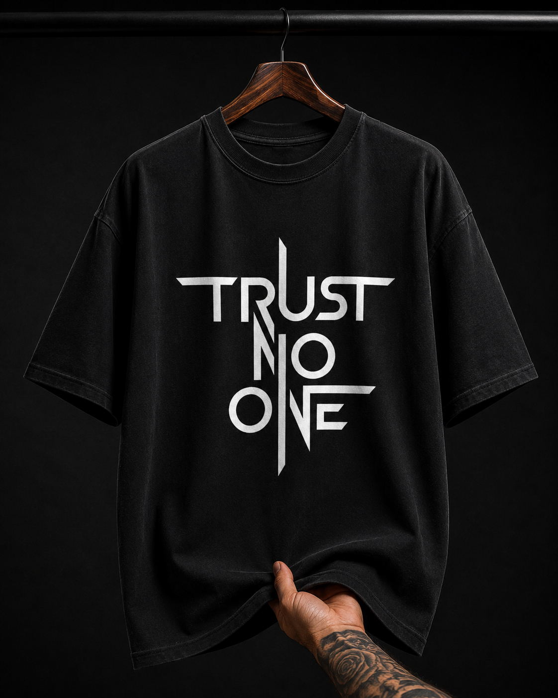 Trust No One Minimalist Typography Graphic T-Shirt | Edgy Streetwear Oversized Tee