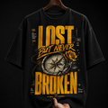 Lost But Never Broken Compass & Rose Graphic T-Shirt | Grunge Streetwear Oversized Tee