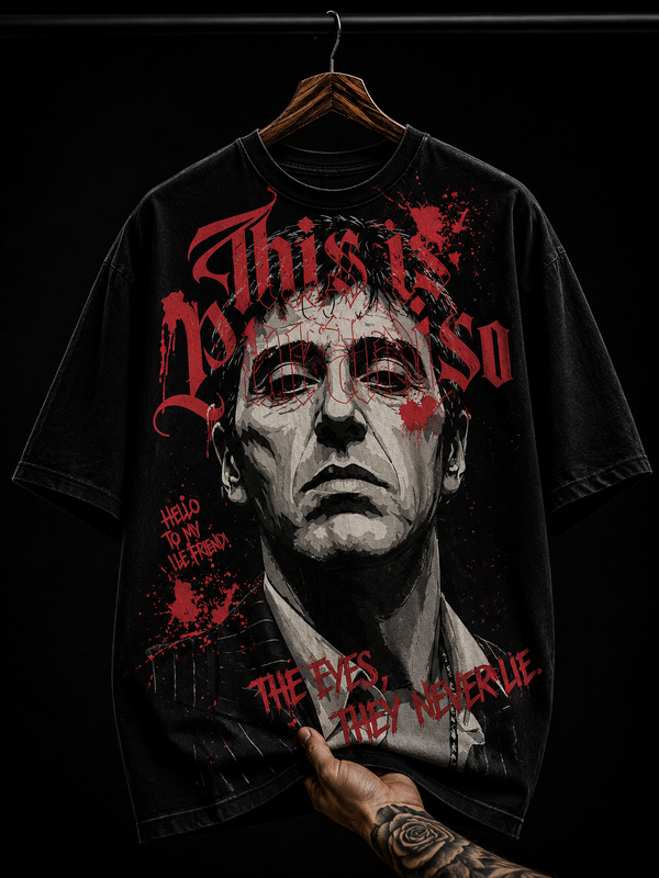 Scarface Al Pacino Movie Graphic T-Shirt | Cinematic Dark Grunge Oversized Tee