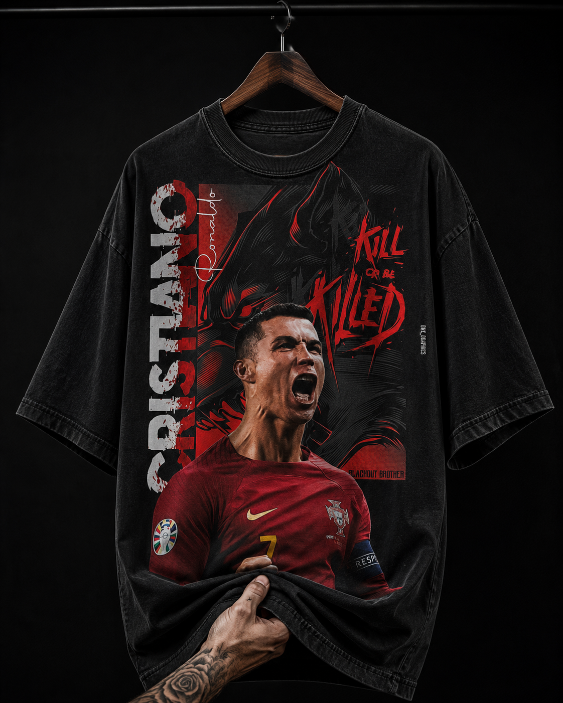 Cristiano Ronaldo "Kill Or Be Killed" Vintage Graphic T-Shirt | Football Streetwear Oversized Tee