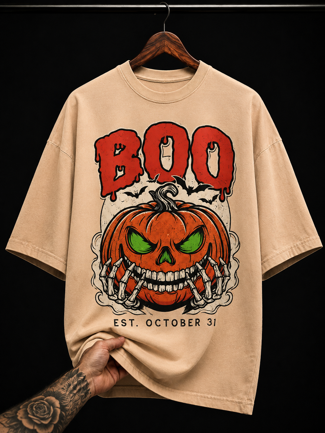 Boo Spooky Pumpkin and Skeleton graphic T-shirt