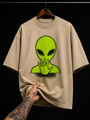 Glowing Alien Hand Ripple graphic T-shirt
