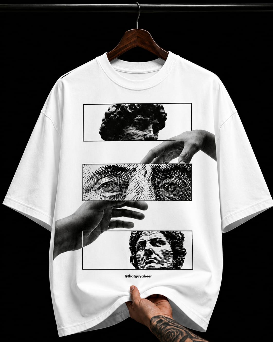 Cinematic Classical Frames and Hands graphic T-shirt