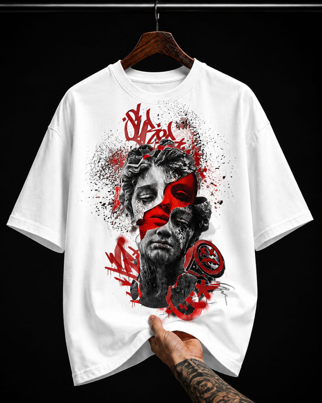 Fractured Classical Statue graphic T-shirt