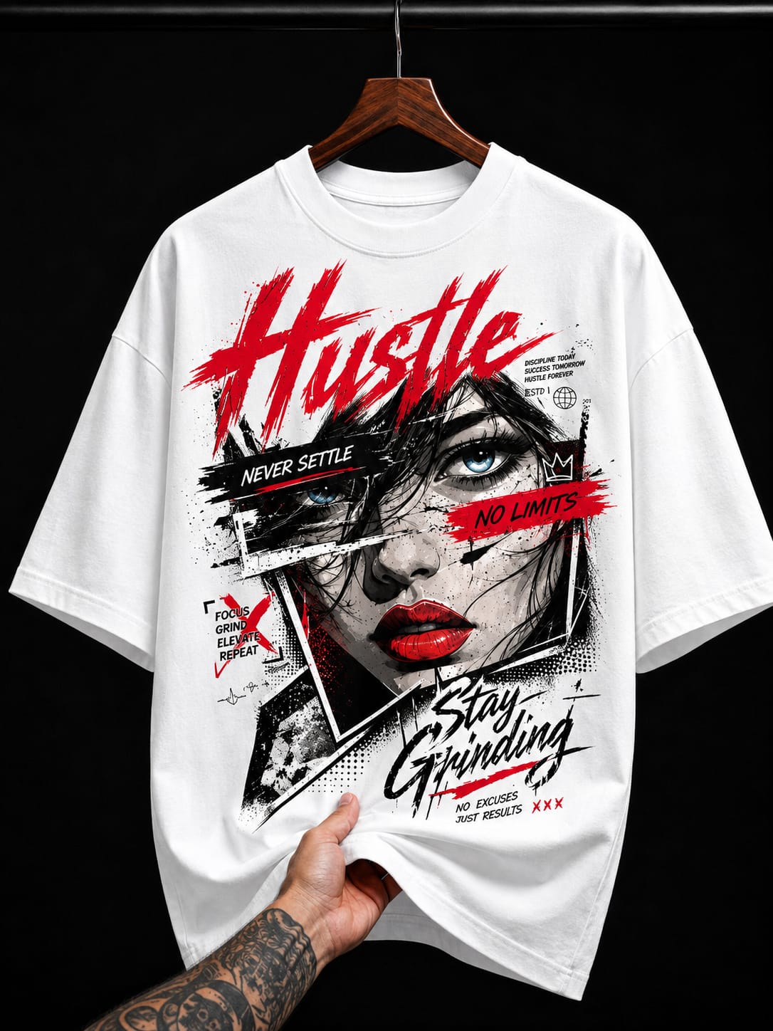 Hustle Stay Grinding graphic T-shirt
