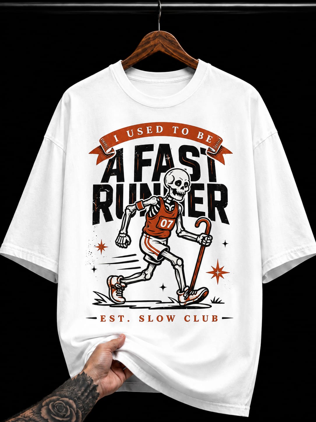 Fast Runner Skeleton graphic T-shirt
