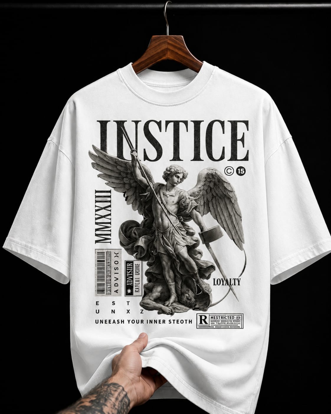 Instice Angel Statue graphic T-shirt