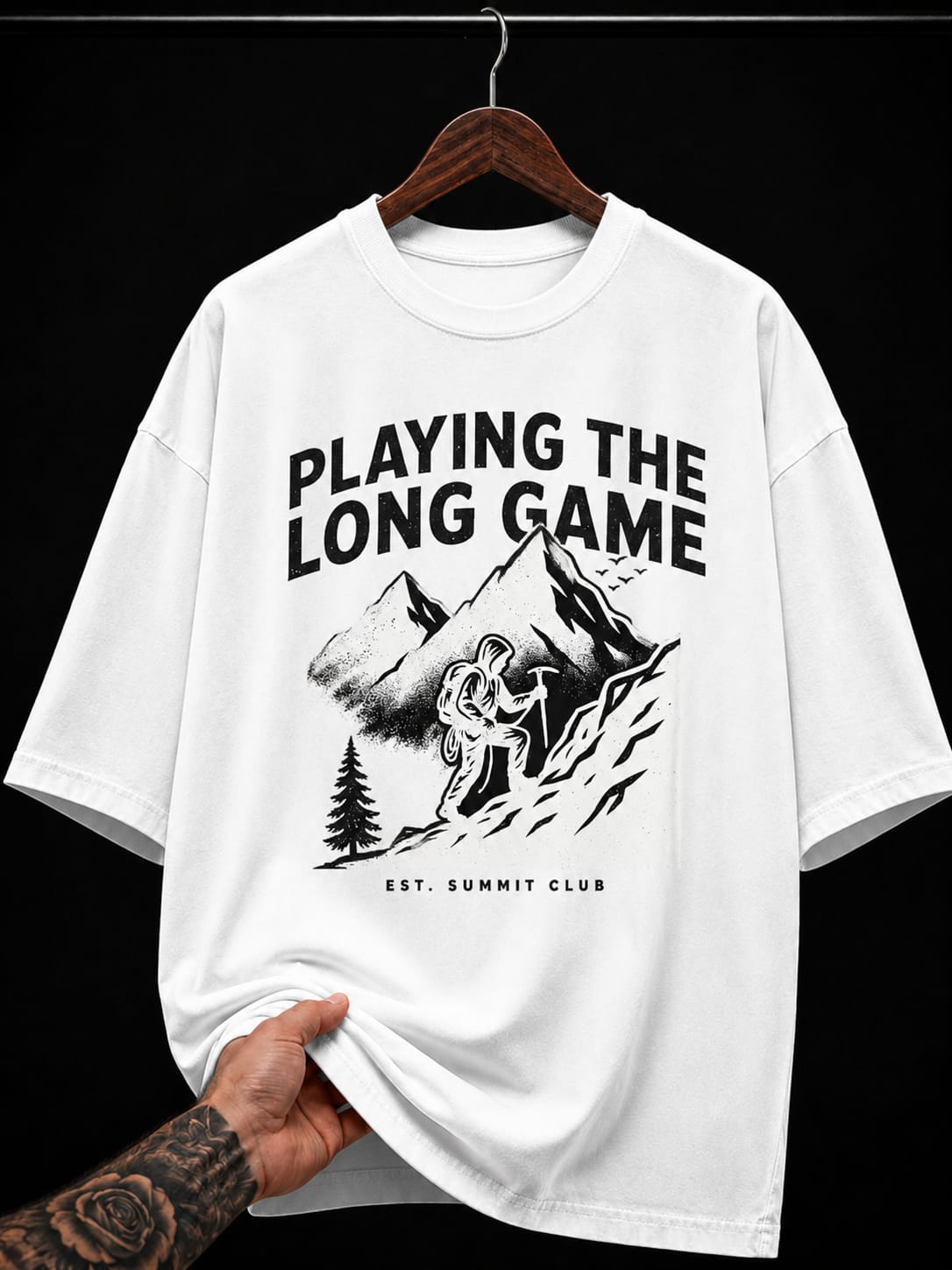 Playing The Long Game Mountain graphic T-shirt