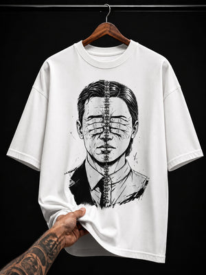 Surreal Anatomy Spine Portrait graphic T-shirt