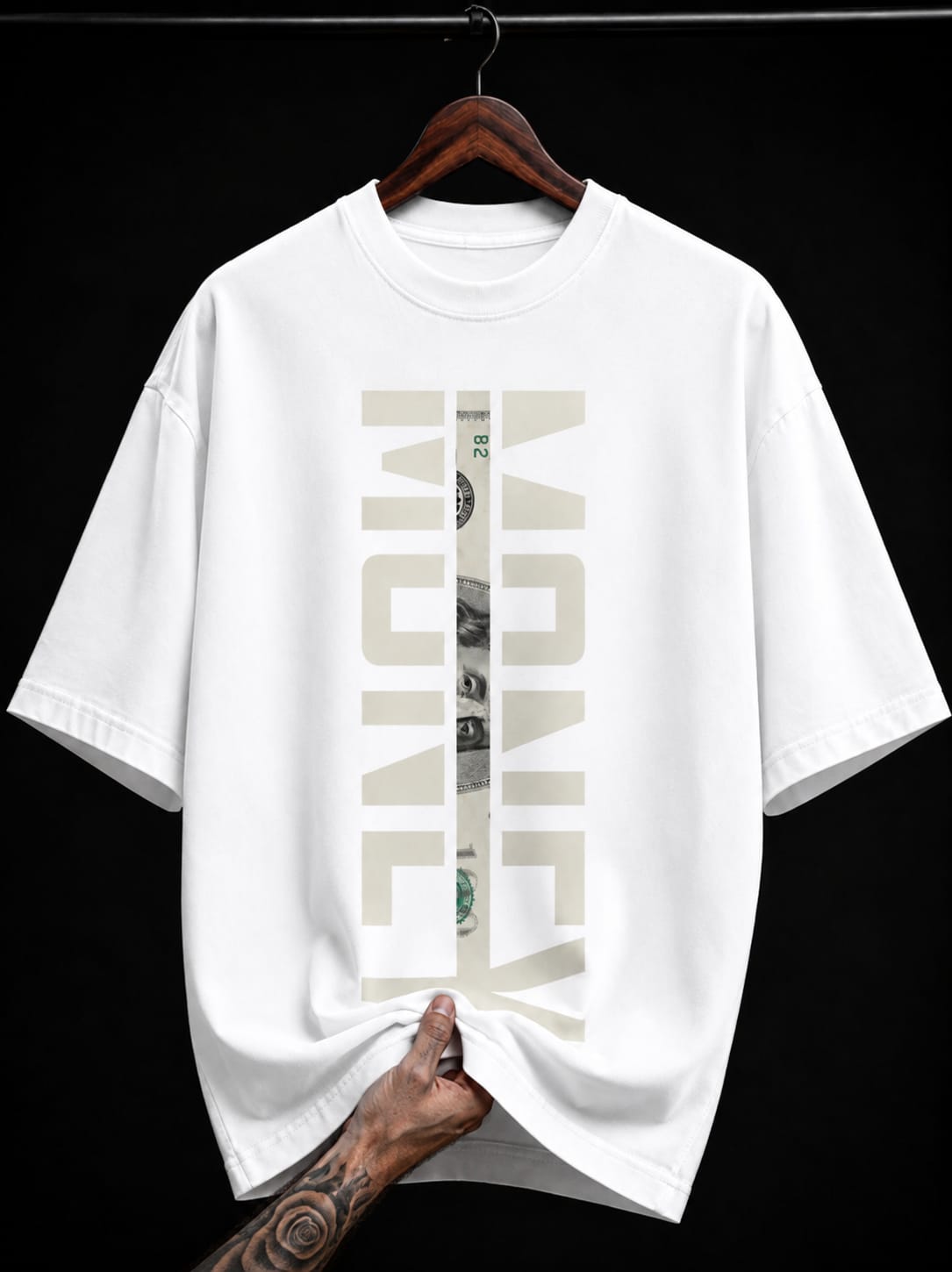 Vertical Money Typography graphic T-shirt