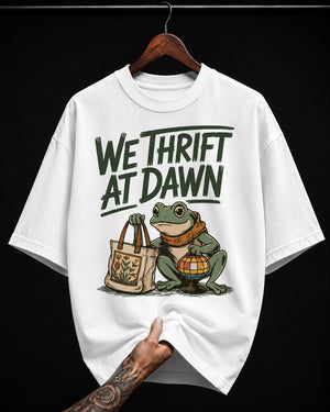We Thrift At Dawn Frog graphic T-shirt