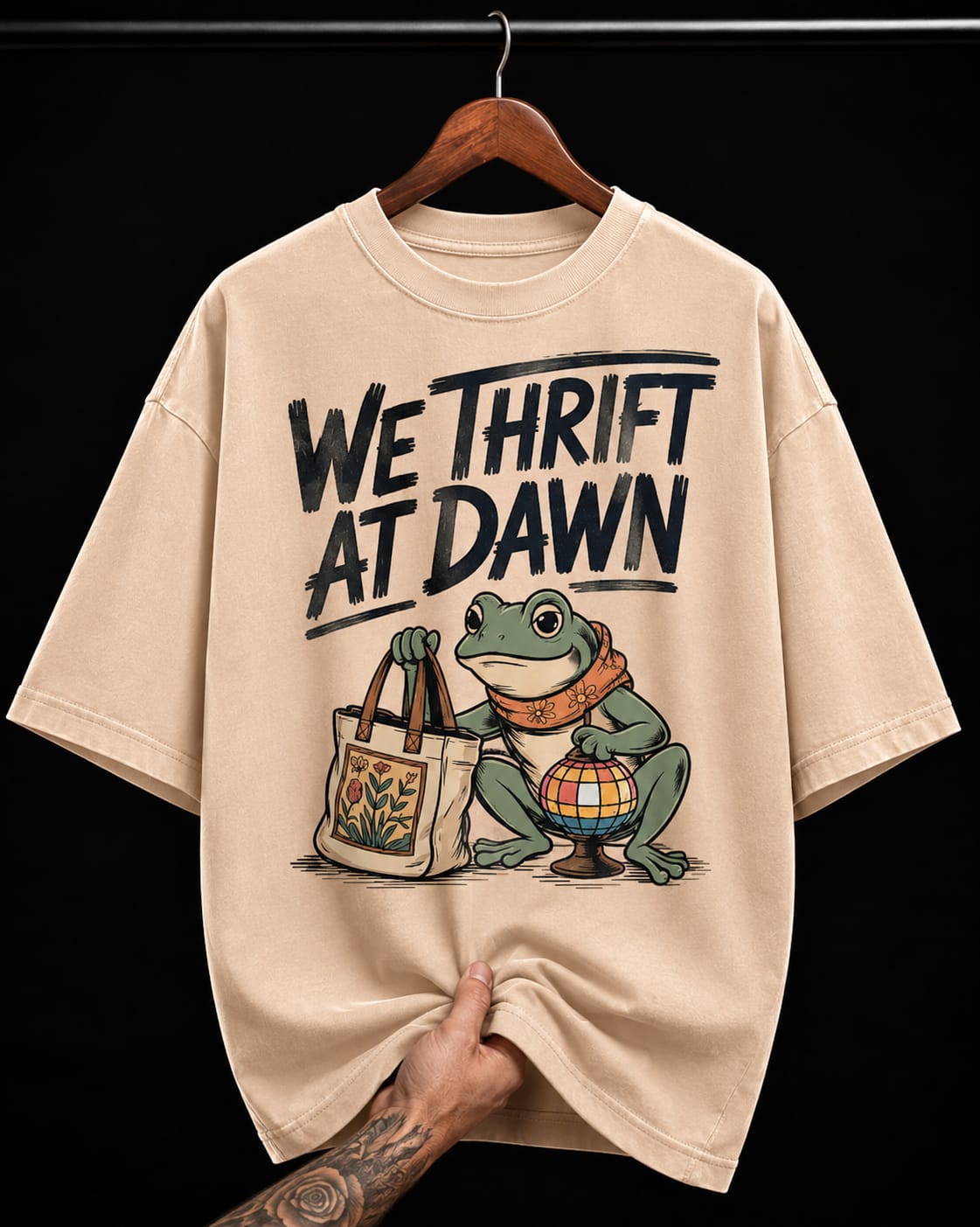 We Thrift At Dawn Frog graphic T-shirt