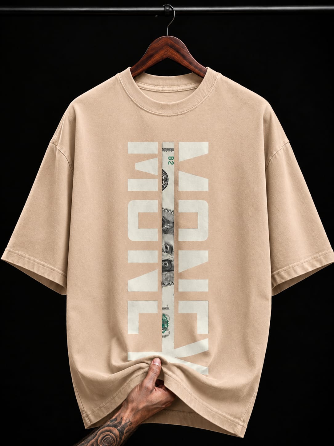 Vertical Money Typography graphic T-shirt