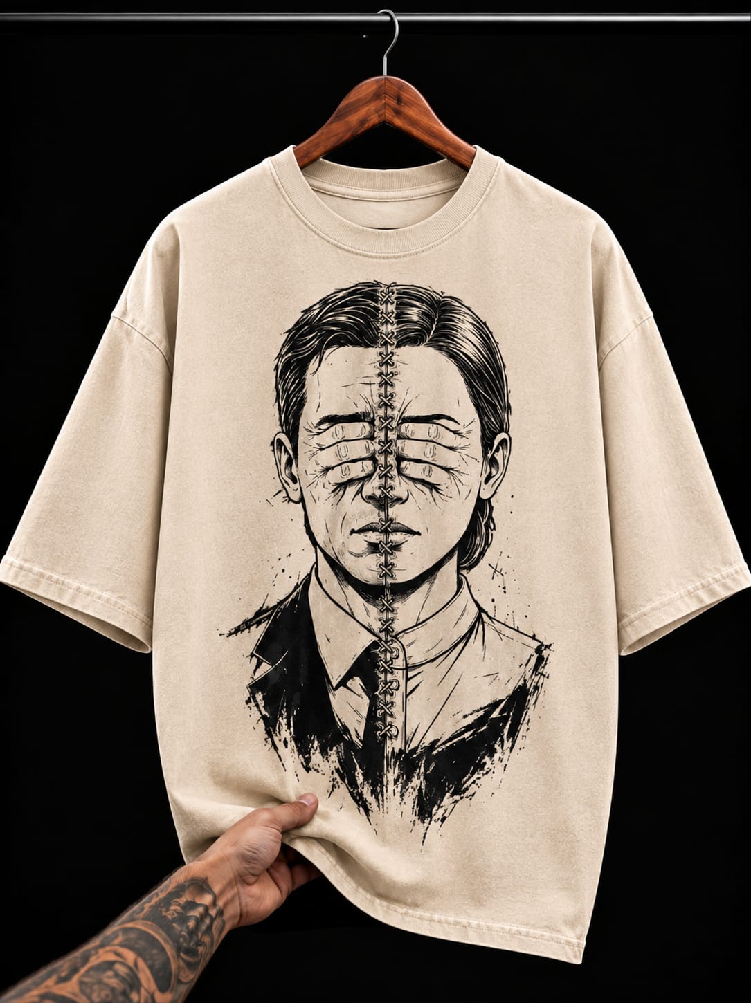 Surreal Anatomy Spine Portrait graphic T-shirt